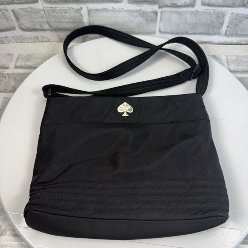 Kate Spade Black Nylon Crossbody Shoulder Bag Medium Zippered Purse